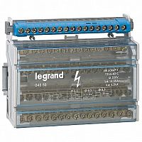 Клеммная колодка IP 2X - нейтраль - синяя - 1 x 6-25мм² - 21 x 1,5-16мм² - длина 141 мм |  код. 004845 |   Legrand